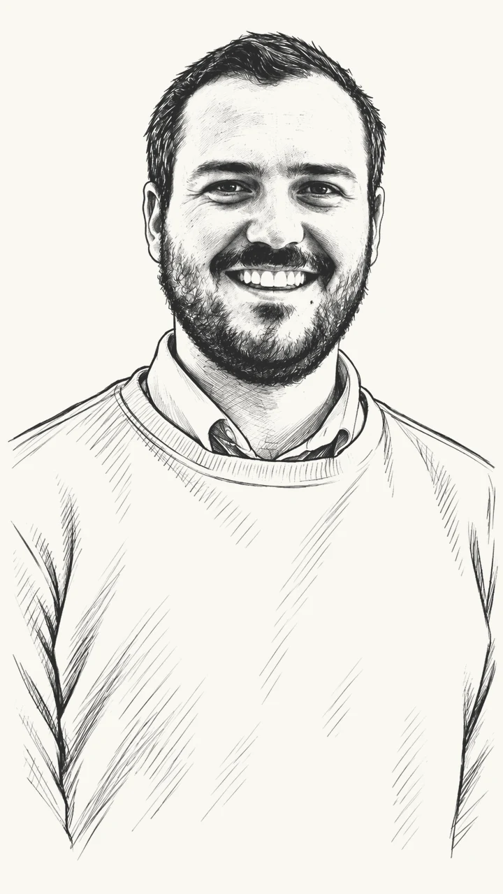 Pencil sketch portrait of Jan Hendrik Pretorius